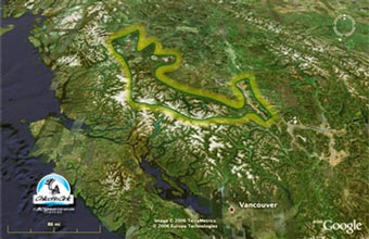 Chilcotin Ark Campaign area overlay with Google Earth image